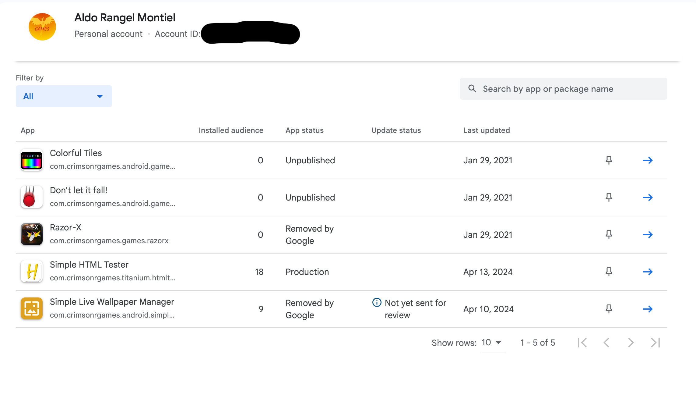 List of apps