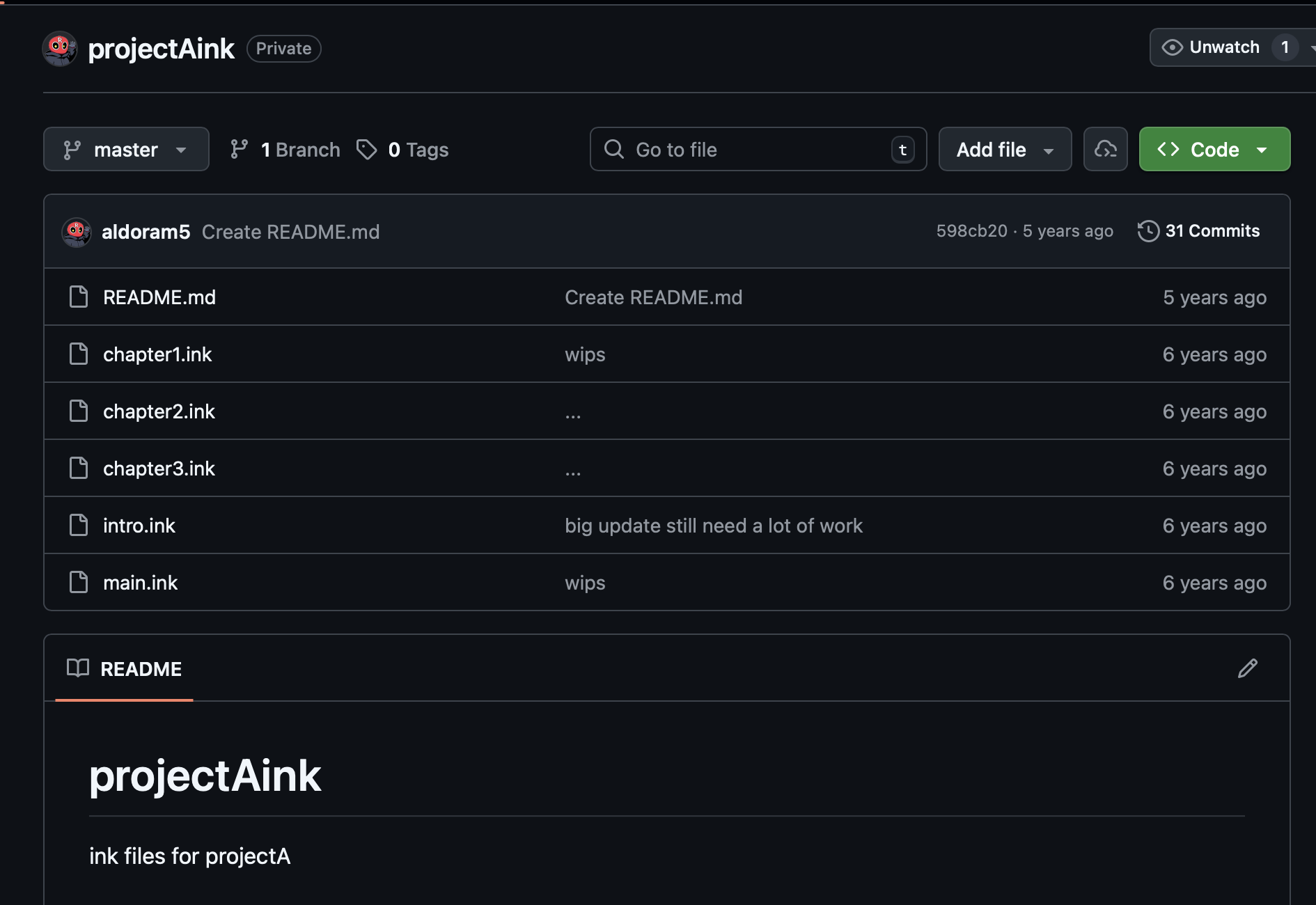 image showing the github repo of project A